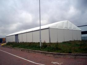 Thermo-roof temporary warehouse building