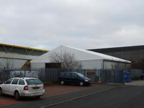 Temporary storage building for BJ Toys