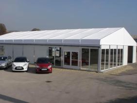 Temporary motor car dealership showroom building