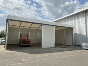 Loading bay with red machinery