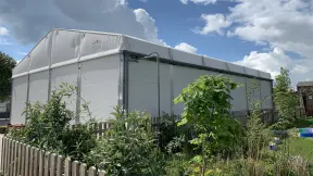 External view of temporary education building