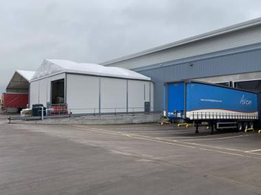 Temporary canopy and warehouse for Avon Freight