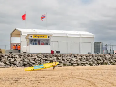 A temporary RNLI lifeboat station