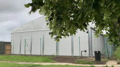 Temporary school sports hall