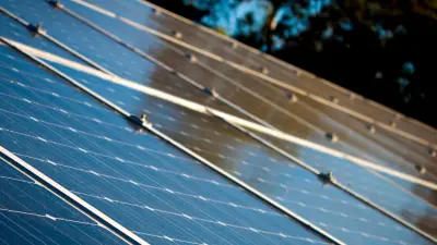 Solar panels on a temporary building