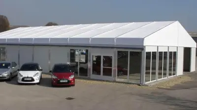 Temporary motor car dealership showroom building