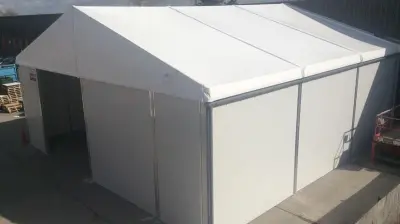 Point-of-purchase company temporary storage building