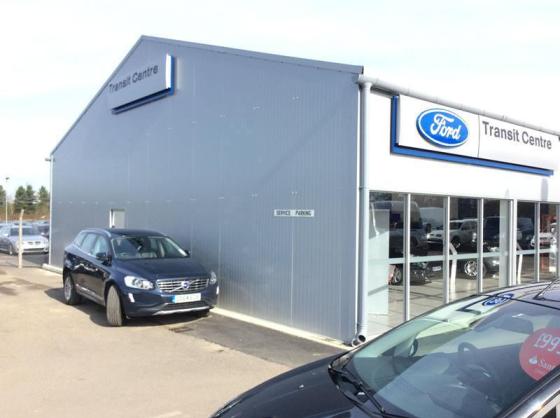 Commercial Vehicle Showroom Building steel-roof-showroom-building-ibmar010-1-23